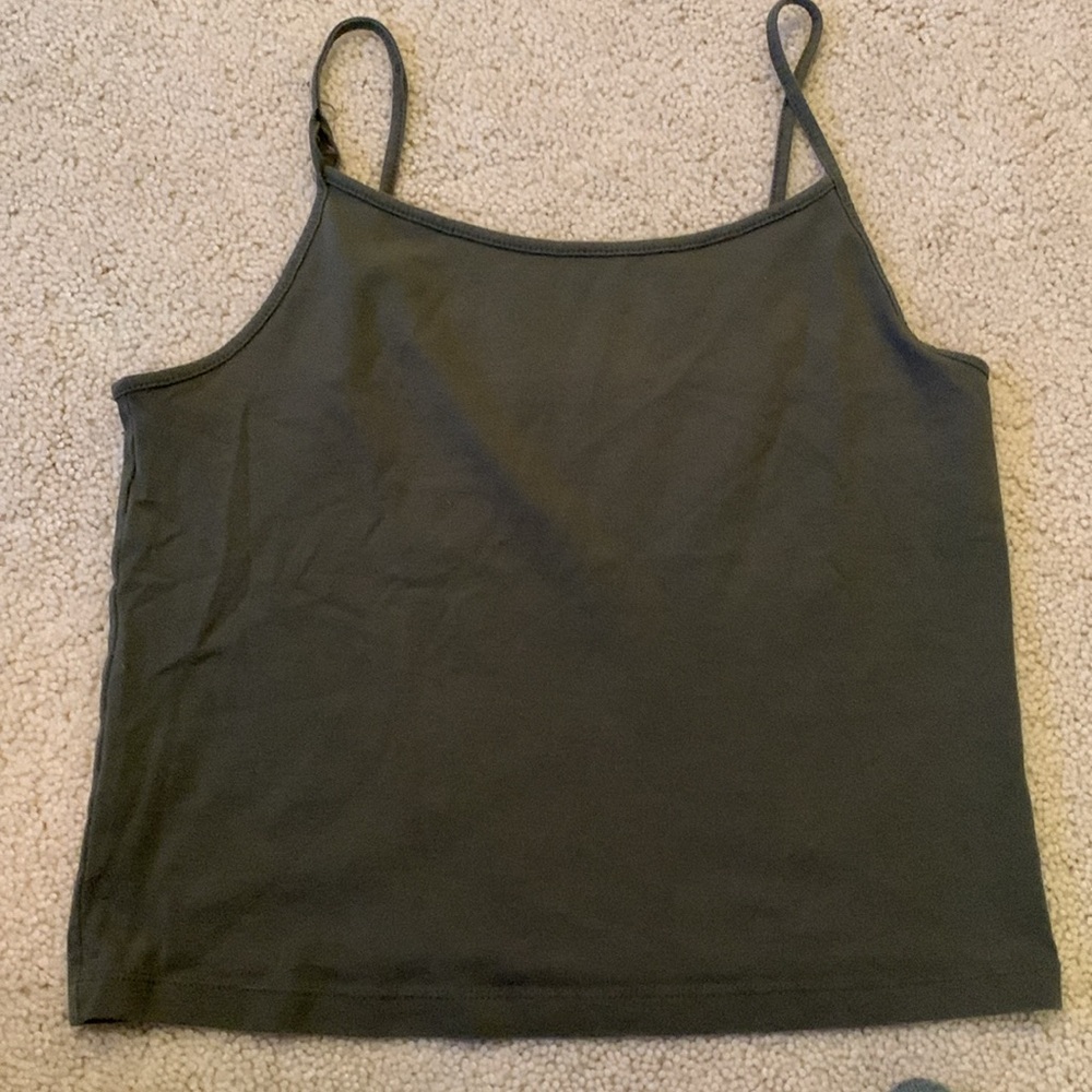 Olive green cropped cami tank top wild fable
